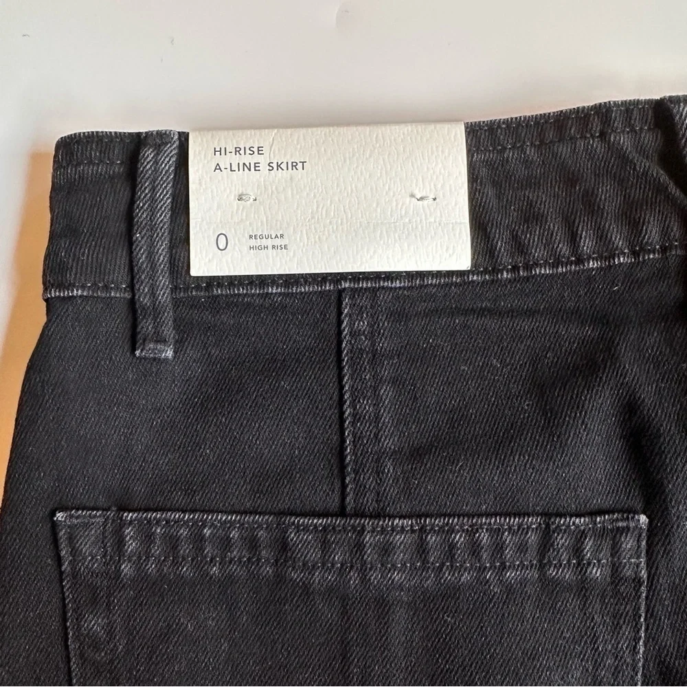 American Eagle Women’s Hi Rise A Line Button Front Black Denim Skirt SZ 0